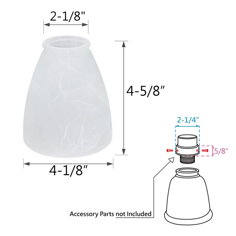 Aspen Creative 23062-4 Alabaster Transitional Style Replacement Glass Shade, 2-1/8"