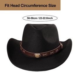 Erogeen Cowboy Hat with Fringed Bandana Set for Women Wide Brim Western Cowgirl Hat Paisley Head Wrap Scarf (Black)