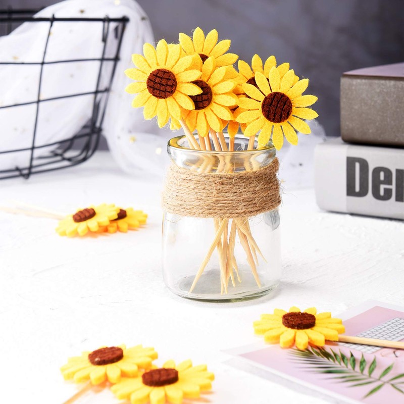 Decoración para cupcakes, diseño de girasol, 60 unidades, decoración para