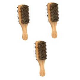 Minkissy 3pcs Wooden Handle Beard Brush Men's Bristle Brush for Beard Styling Portable and Skin-friendly