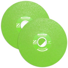 ZORUNNA 4 Inch Rock Slab Grinding Disc, 1.2'' Diamond Ultra Width Rock Slab Flat Grinding Cutting Piece, 2 Pcs 1mm Thin Glass Cutting Disc, 45° Chamfer Tile Blade, Marble Edge Trimming(0.79'' Arbor).