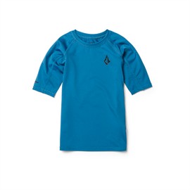 Volcom Boys' Lido Solid Lycra Short Sleeve Rashguard 50+ Uv Protection, Tidal Blue