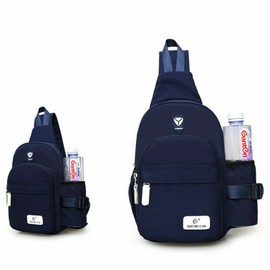 Unisex Blue Nylon Crossbody Shoulder Chest Sling Bag Daily Travel Backpack With Wallet