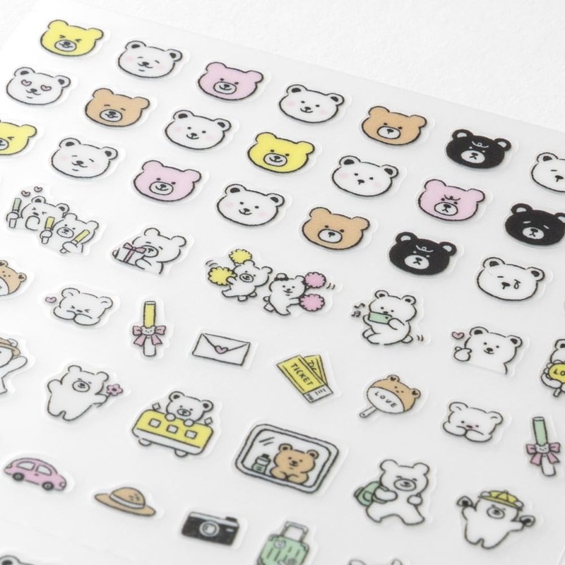 Midori 82685006 82686006 Notebook Sticker Emoji Cat Pattern + Bear