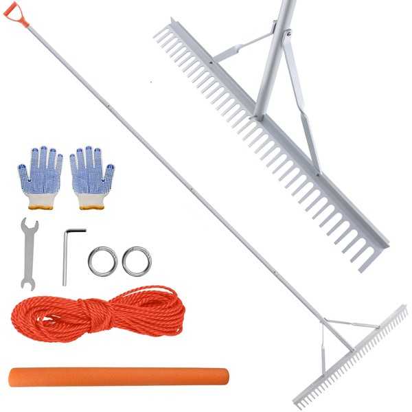 Fumingpal Floating Weed Lake Rake, 36 Inch Widths Pond Rake