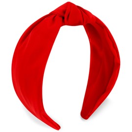 SuPoo Red Headbands for Women Girls Top Knotted Headband Fabric Satin Head Bands Wide Hairband Fashion Elastic Yoga Hair Band Hoops Trendy Holiday Hair Accessories Diademas Para Mujer
