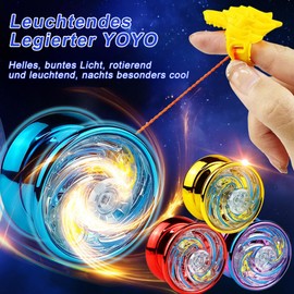 Pack of 4 LED Light YoYo Finger Spin Trick YoYo for Children, Reactive Ball Bearing JoJo Small Gifts for Children Pinata Fillings