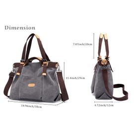 Chikencall® Women Hobo Handbags Canvas Casual Vintage Shoulder bags Daily Purse Ladies Top Handle Bag Tote Crossbody Shopping Bags for Women -Armygreen