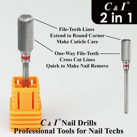 C & I Nail Drill 2 in 1 Round Corner Cylinder E-File for Electric Manicure Drill Machine Nail Files for Nail Techs to Make Cuticle Care and Nail Gel Remove (Fine -F)