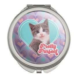 GRAPHICS & MORE Pretty Purfect Kitty Heart Compact Travel Purse Handbag Makeup Mirror