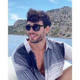 FIMOSON Sunglasses Men Polarized Sunglasses for Men and Women, Retro Sun Glasses Driving Fishing UV Protection Black Frame Grey Lens