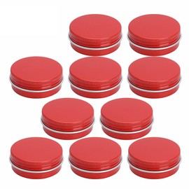 10 Pack Metal Empty Tins Aluminum Round Cosmetic Containers with Screw Lid Lip Balm Tin Cans for Storage Travel Tin Jars 68x35mm (Red)
