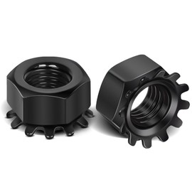 1/4"-20 Keps Lock Nut, 304 Stainless Steel 18-8, K-Lock Keps Nuts, Black Finish, 25 PCS
