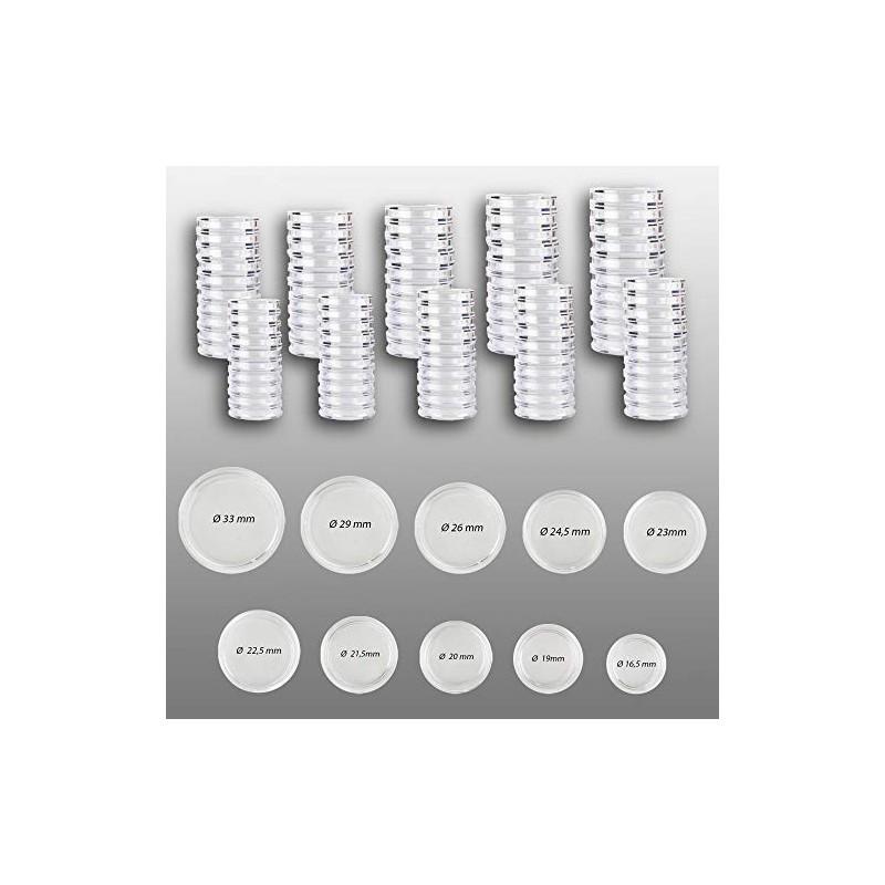 Prophila Collection Coin Capsule Assortment Euro 16.5 to 33 mm