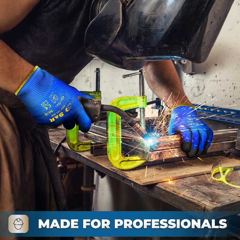 S&R Work Gloves 12 Pairs Of Basic Nylon Fibre With