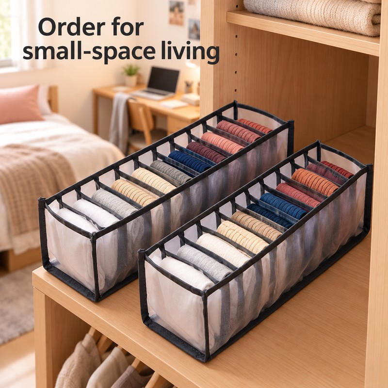 11-Grid Drawer Organizer for Underwear & Socks – 2 Pack