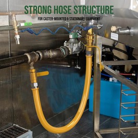 3/4" Gas Flex Line, Safety System Kit Replacement for 1675kit48, Commercial Gas Line Hose, 48" Mobile Gas Hose Connector Kit with Quick Disconnect, Valve, Elbows and Restraining Device