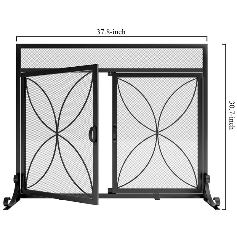 Fire Beauty Fireplace Screen with Magnetic Doors,Large Metal Fire Place