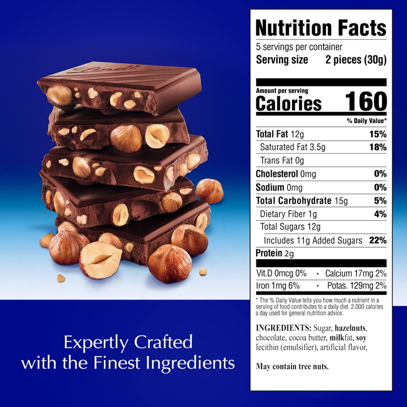 Lindt CLASSIC RECIPE Whole Hazelnut Dark Chocolate Candy Bar, Dark