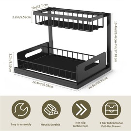 DZOMK Under Sink Organizer, Pull Out Cabinet Organizer 2 Tier Slide Out Sink Shelf Cabinet Storage Shelves, Multi-purpose Bathroom Shelf Organizer Black for Kitchen Bathroom Storage