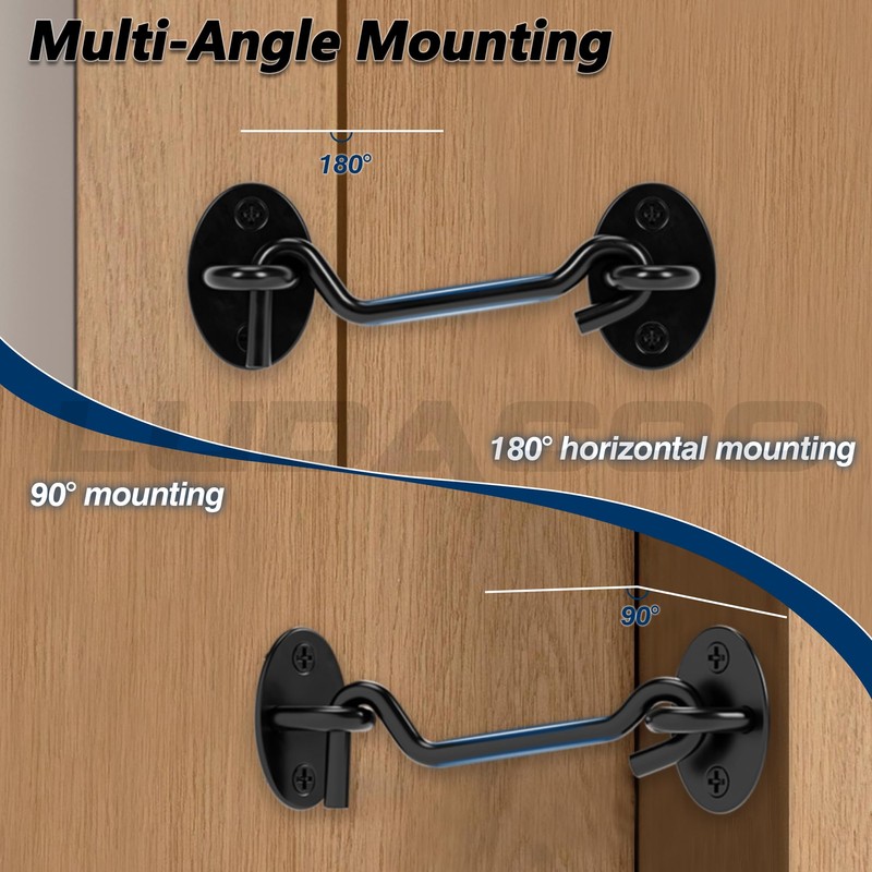 LUDACOO 4" Hook and Eye Gate Latch, Sturdy Thickened Barn