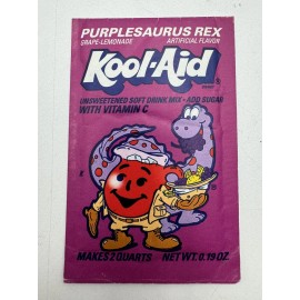 Kool-Aid Vintage 1990s Kool-Aid Purple Saurus Rex Grape Lemonade Flavor Packet NOS