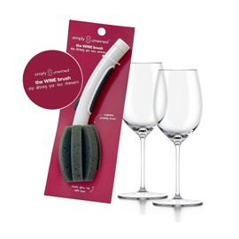 The WINE Brush – Esponja de limpieza para copas patentada en un paso con dispensador de jabón y cabezal de esponja reemplazable, diseñada para limpiar el borde y el cuenco de la copa