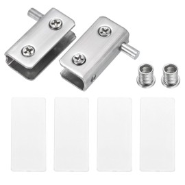 uxcell Adjustable Glass Door Hinges Clamp, 1 Pair Stainless Steel Cabinet Glass Door Pivot Hinge Clip for 5-8mm Thickness Glass, Silver 40x10x20mm