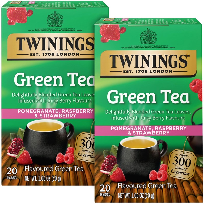 Twinings Green Tea with Pomegranate, Raspberry, and Strawberry - Caffeinated