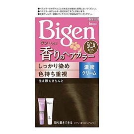 Hoyu Bigen Scented Hair Color Cream, 5CA (Deep Cafe Brown), 1.4 oz (40 g) + 1.4 oz (