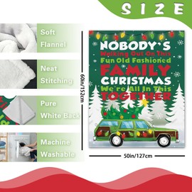 Zzkol Christmas Vacation Classic Movie Flannel Blanket, Family Xmas Tree Throw Blanket Gifts for Kids Men Women, Green Car Holiday Soft Blanket for Bedding Sofa 50 x 60 Inch