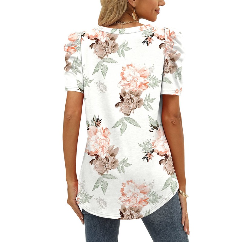 Floral Tops for Women White Shirts for Women Short Sleeve