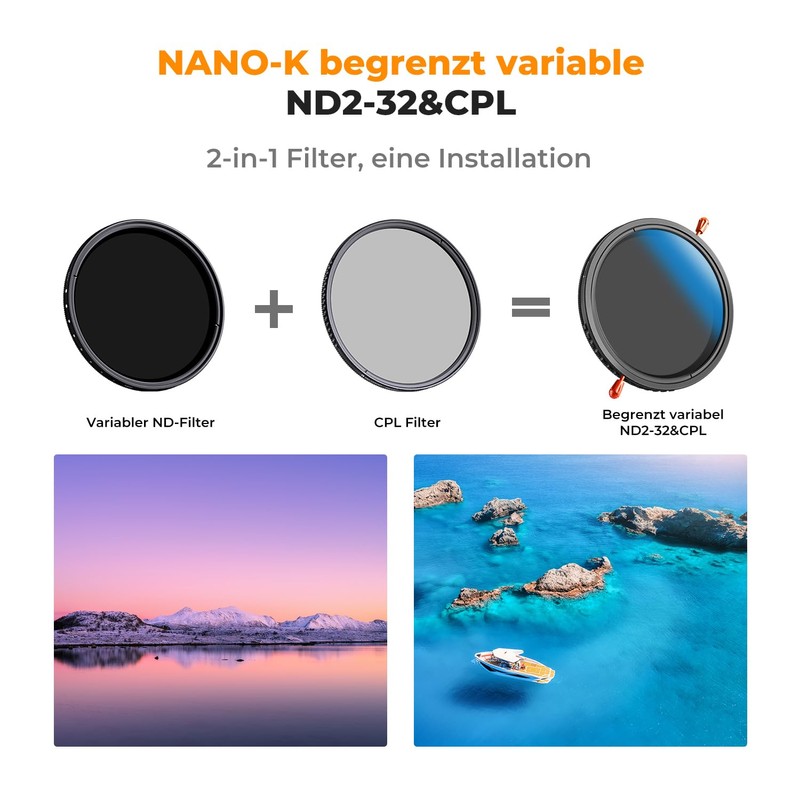 K&F Concept Nano-K Series ND Filter 55 mm CPL&ND2-ND32 2