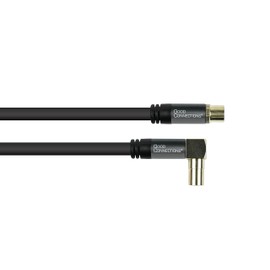 Good Connections SAT TV Antenna Cable – Coax plug to Coax socket – 2 x Sheath Current Filter (Ferrite Core) Double Shielding – Shielding Dimensions SmartFLEX - IEC/Coax Plug (90°) to Socket 1 m Black
