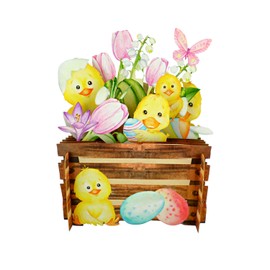Alljoy Design 3-D Pop Up Stacks Easter Card - CHICKS IN A BASKET