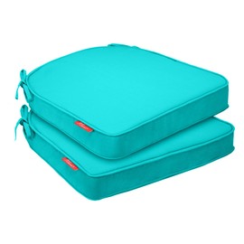 Pcinfuns Outdoor Chair Cushions Set of 2,Thick 17" x 16" x 3" Cushion for Patio Furniture,Round Corner Patio Chair Pads with Ties, Memory Foam Outdoor Seat Cushions,Peacock Green