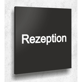 Door Sign Reception Sign Black Matt UV Print 12 x 12 cm - 3 mm Aluminium Composite - Made in Germany Item No. A 2057