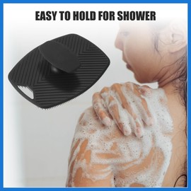 RENEWREVITAL 1 Pcs Body Scrubber, Handheld Shower Cleansing Brush and Storage Hook, Gentle Exfoliating and Massage for All Kinds of Skin, Soft Silicone, Black Routine