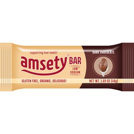 Amsety Nutrition Bar, Supports Liver Health, Includes Super 16 Vitamins, Low Sodium, Organic, Gluten-Free, 1.69oz (Value Pack (12 Bars), Dark Chocolate)