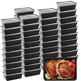 Oranlife Food Containers, 50 Pack Disposable Meal Storage Lunch Containers Plastic Insulated Reusable&Microwavable Bento Boxes with Lids for Dishwasher/Freezer Safe BPA FREE (750 ML/ 26 OZ)