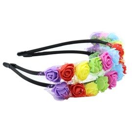 CENPEK 2 Pieces Flower Crown Rose Headband Hair Accessories Floral Wedding Crown Rose Crown Hair Ring Hair Accessories Suitable for Festival Wedding Party Birthday Daily Wear