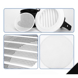 3" Air Vent Grill Cover ABS Ventilation Grill Cover Vent Louver Built-in Fly Screen Mesh Wall/Ceiling Mounted Round Fit for 3inch Hose(Dia:72mm)