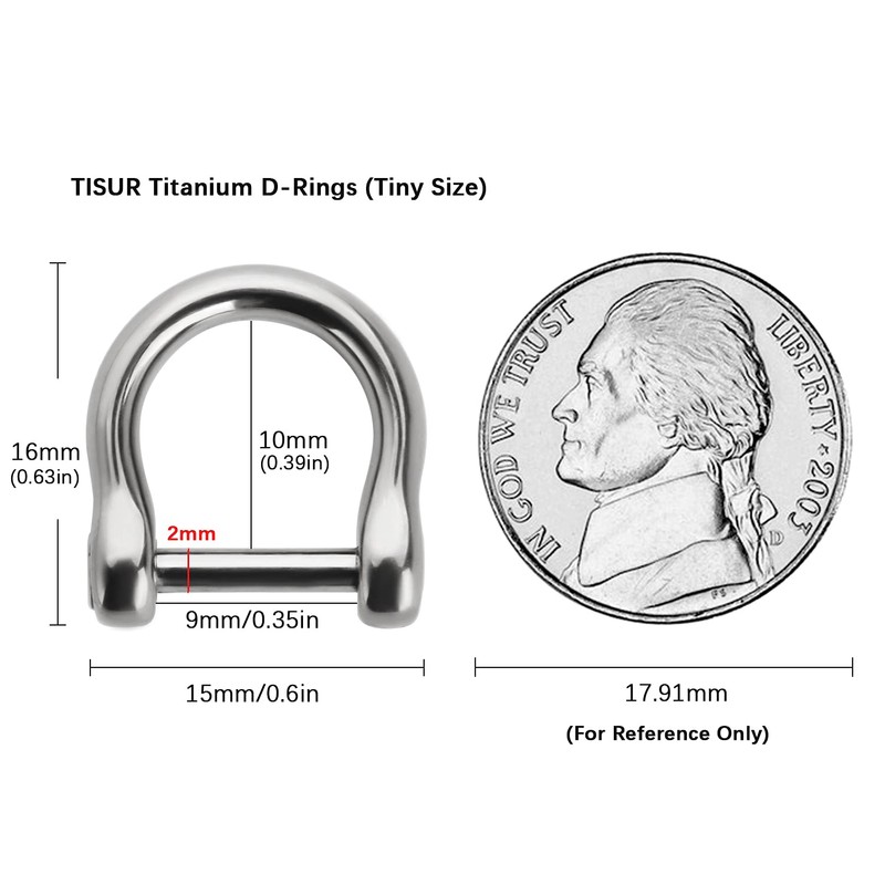 TISUR D-Rings with Screw Shackle, U Shape Key Chains Rings,