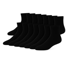 12 Pairs Business Casual Cotton Breathable Black Socks for Men and Women Unisex, black, 43 - 46