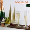 FOCUSLINE 100 Pack Plastic Champagne Flutes, 4.5 Oz Gold Glitter