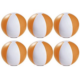 eBuyGB Pack of 12 Inflatable Colour Ball - Beach Pool Game, Orange, 22 cm/9"