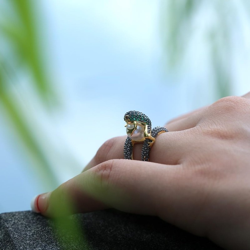 Tuwiqsdi Frog Pear Ring Fashion Jewelry 18k Gold Filled Toad
