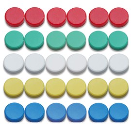 30 Pieces 0.8 Inch Office Supplies Magnets Round Refrigerator Magnets Perfect as Whiteboards Lockers or Fridge Magnets(Red, Yellow, Blue, Green, White)