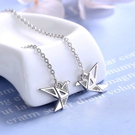 BG&WLing Origami Earrings for Women Paper Crane Earrings 925 Sterling Silver Threader Earrings Hypoallergenic Minimalis Jewelry Gifts for Women