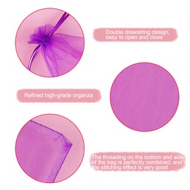 DoGeek 60 Purple Organza Gift Bags Small Jewelry Pouches Sheer Drawstring Pouches, Mesh Candy Favour Bag for Wedding Party Festival Game (9 x 7CM, Purple)